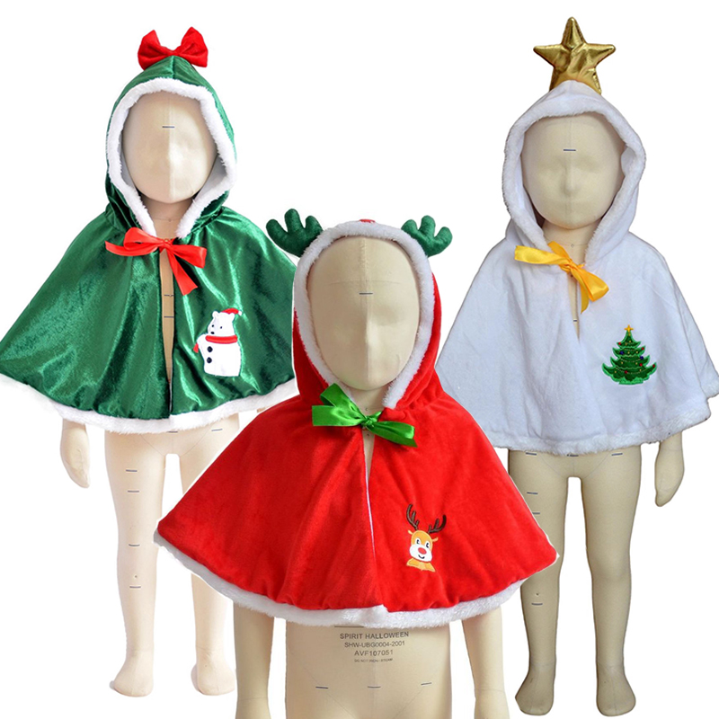 Elf Costume Christmas - Yeşil Elf Noel Kapüşonlu Panço Yeni
