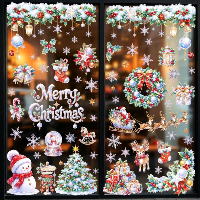 Snowflake Window Decal - 9 Adet Noel Statik Pencere Çıkartması