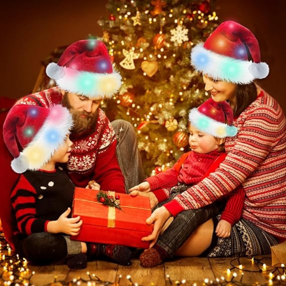 Santa Hat Plush - Lumination Noel Baba Şapkası Kırmızı Yeşil