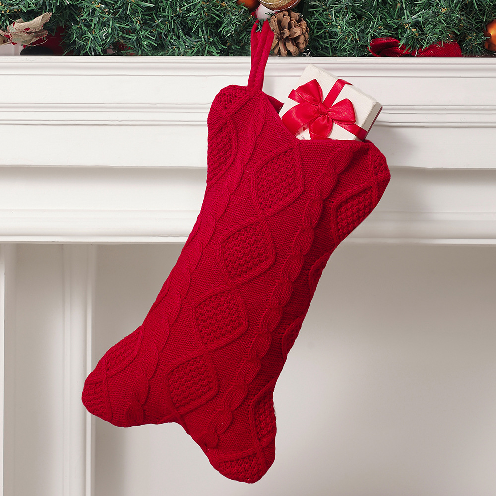 Christmas Stocking Hanging - Köpek Noel Çorabı, Örgü Noel Çorabı,