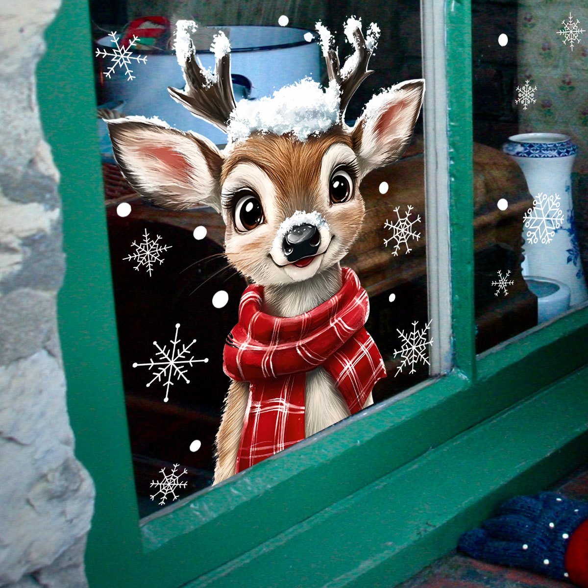 Snowflake Window Decal - 1 adet Noel Eşarp Kar Tanesi