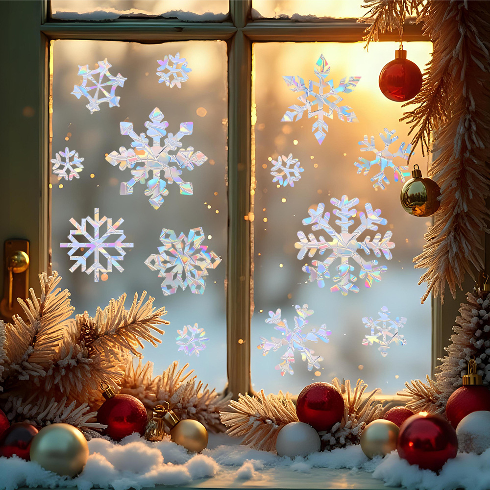 Snowflake Window Decal - Kar Tanesi Elektrostatik Renkli Duvar Çıkartmaları