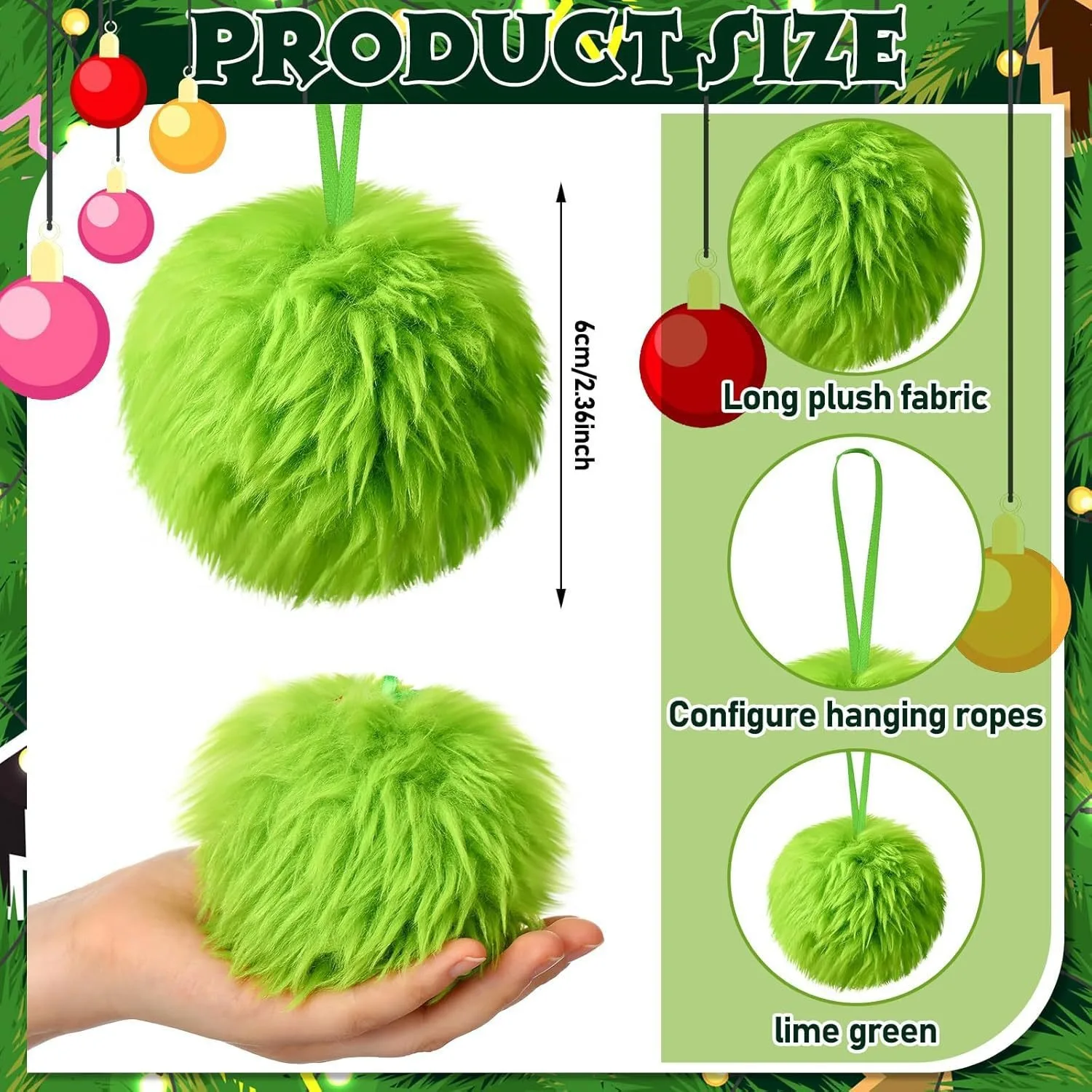 Santa Hat Plush - Noel Yeşil Uzun Peluş Top Noel