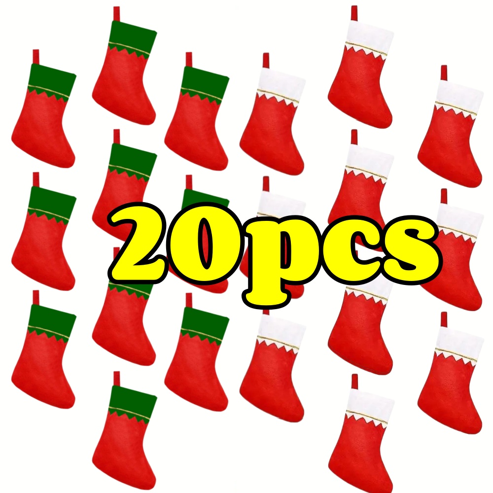 Christmas Stocking Hanging - 12 adet Kırmızı Keçe Noel Çorap