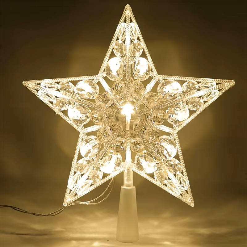 Star Tree Topper - 15 cm Noel Parlayan Ağaç Topper