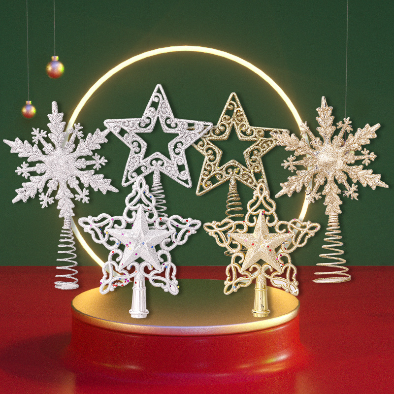 Star Tree Topper - Glitter Noel Ağacı Topper Yıldız Hollow