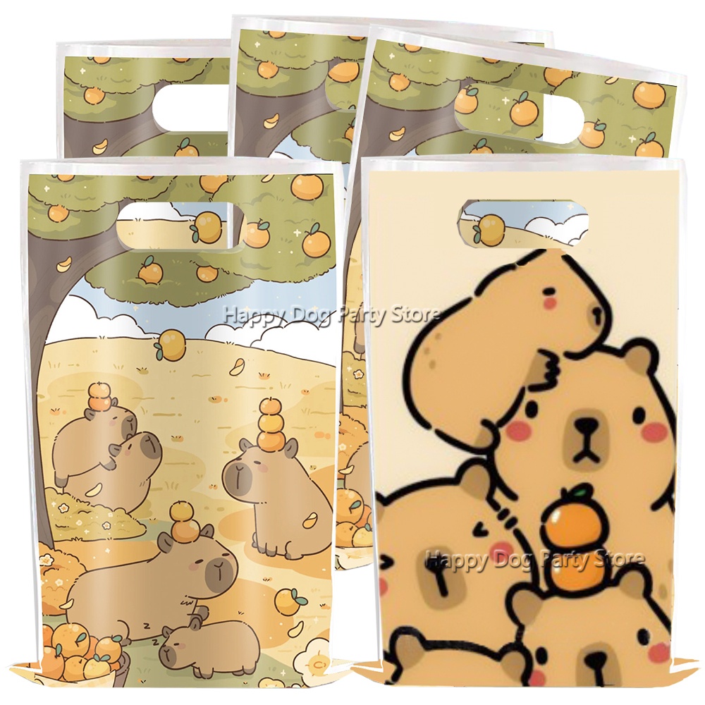 Gift Box Wrap Set - Karikatür Kapibara Parti Malzemeleri Hayvan Kapibara