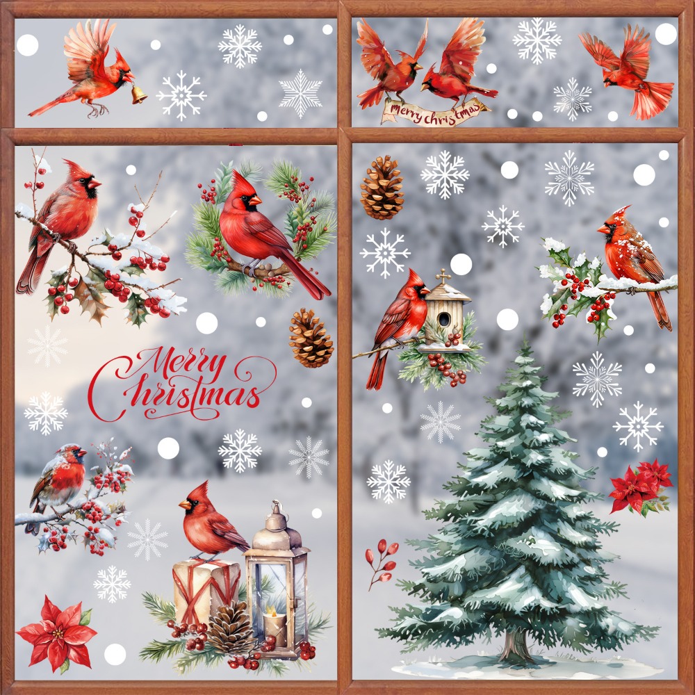 Snowflake Window Decal - 9 adet Noel Pencere Çıkartmaları Kardinal