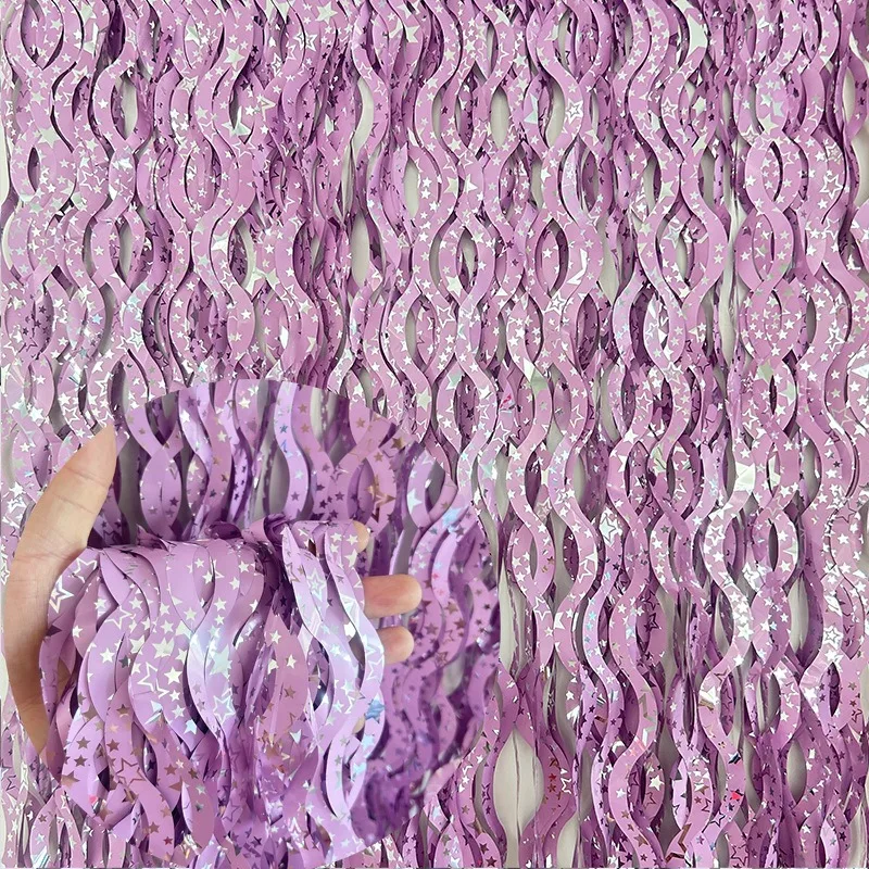 Tinsel Garland Decoration - 1X2M yıldız renkli yağmur Tinsel perde