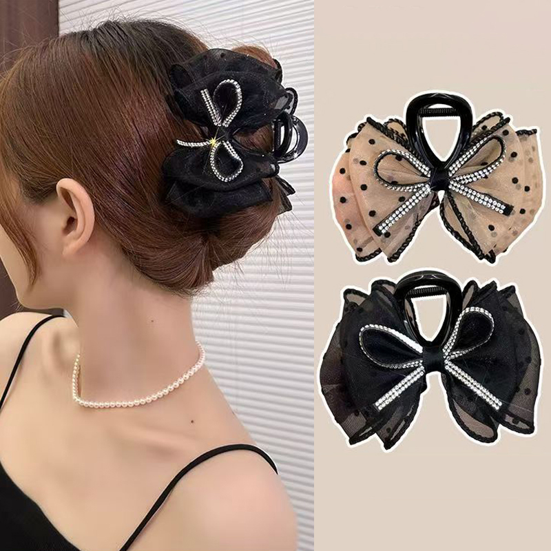 Ribbon Bow Gift - Yeni zarif örgü yay saç klipleri