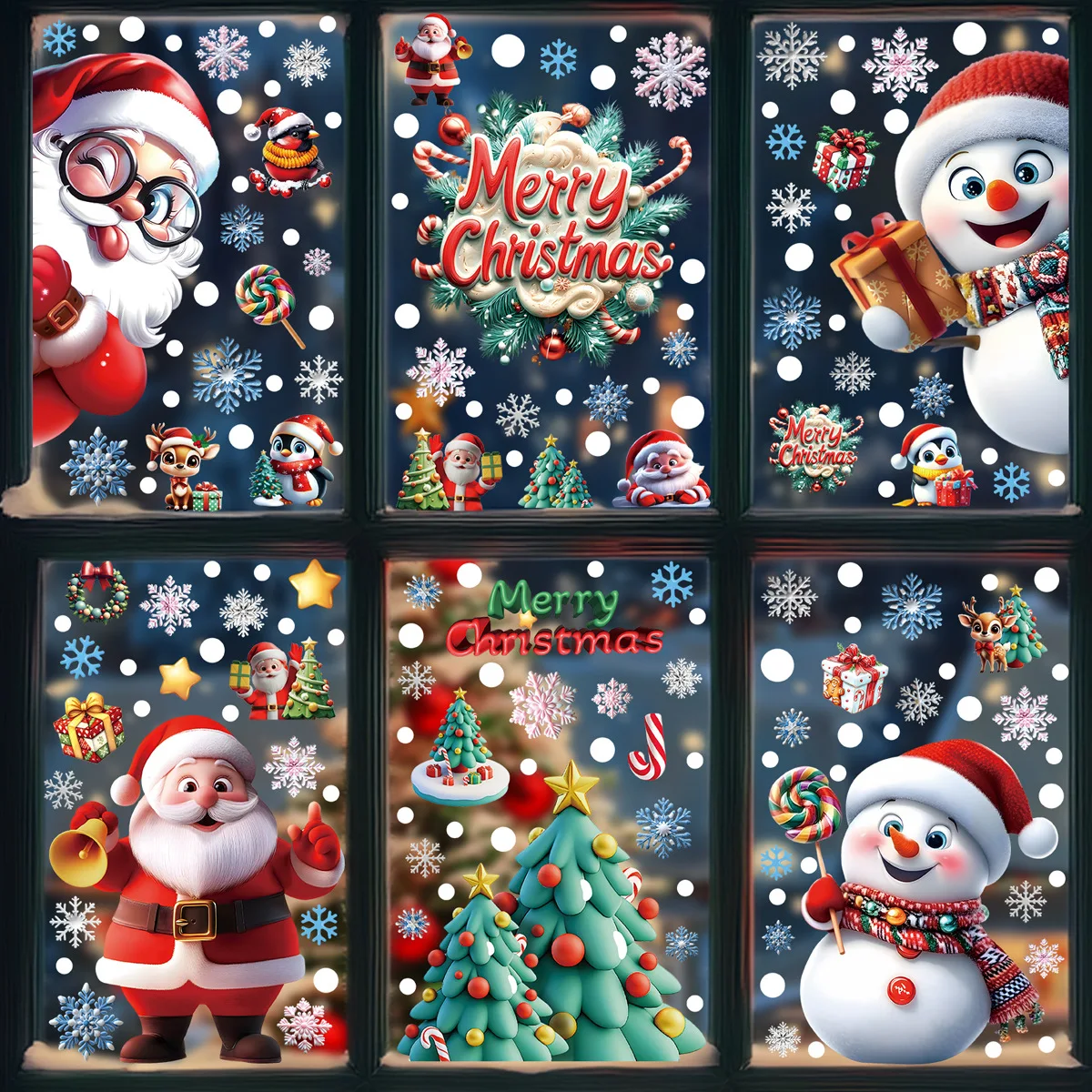 Snowflake Window Decal - 2025 Noel Statik Pencere Süsleri -