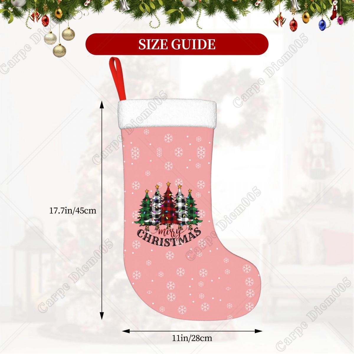 Pembe Kar Taneleri Noel Ağaçla - Christmas Stocking Hanging incelemesi ve fiyatı