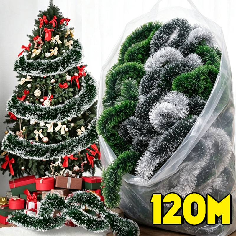 Yeşil Beyaz Karlı Noel Çelenk  - Tinsel Garland Decoration incelemesi ve fiyatı