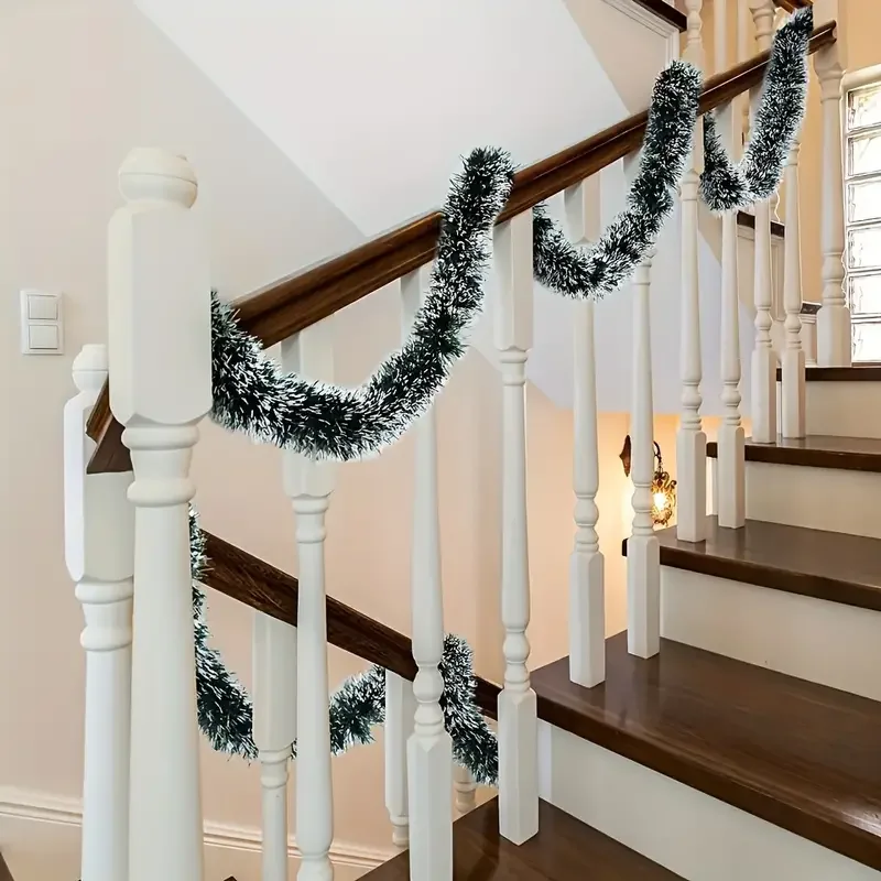 Yeşil Beyaz Karlı Noel Çelenk  - Tinsel Garland Decoration incelemesi ve fiyatı