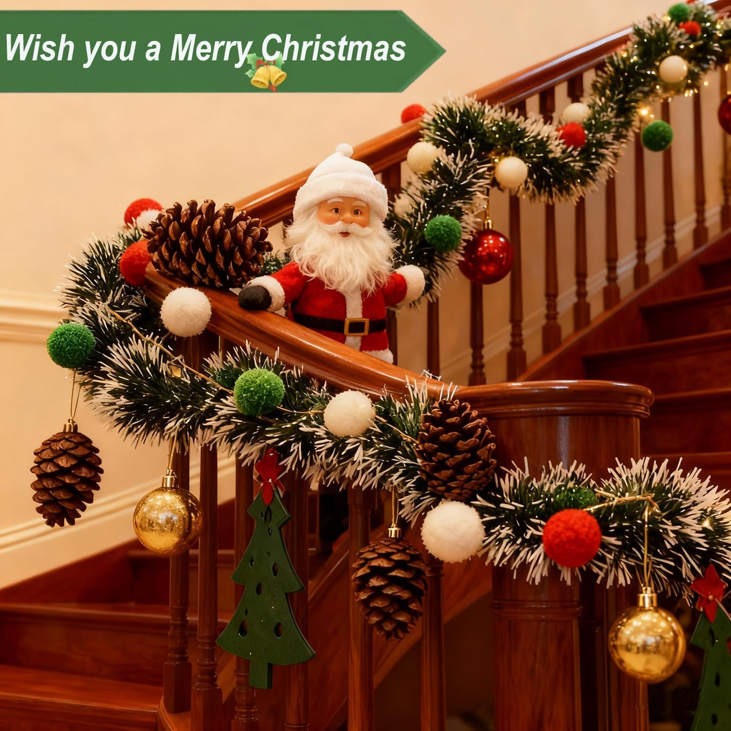 Yeşil Beyaz Karlı Noel Çelenk  - Tinsel Garland Decoration incelemesi ve fiyatı