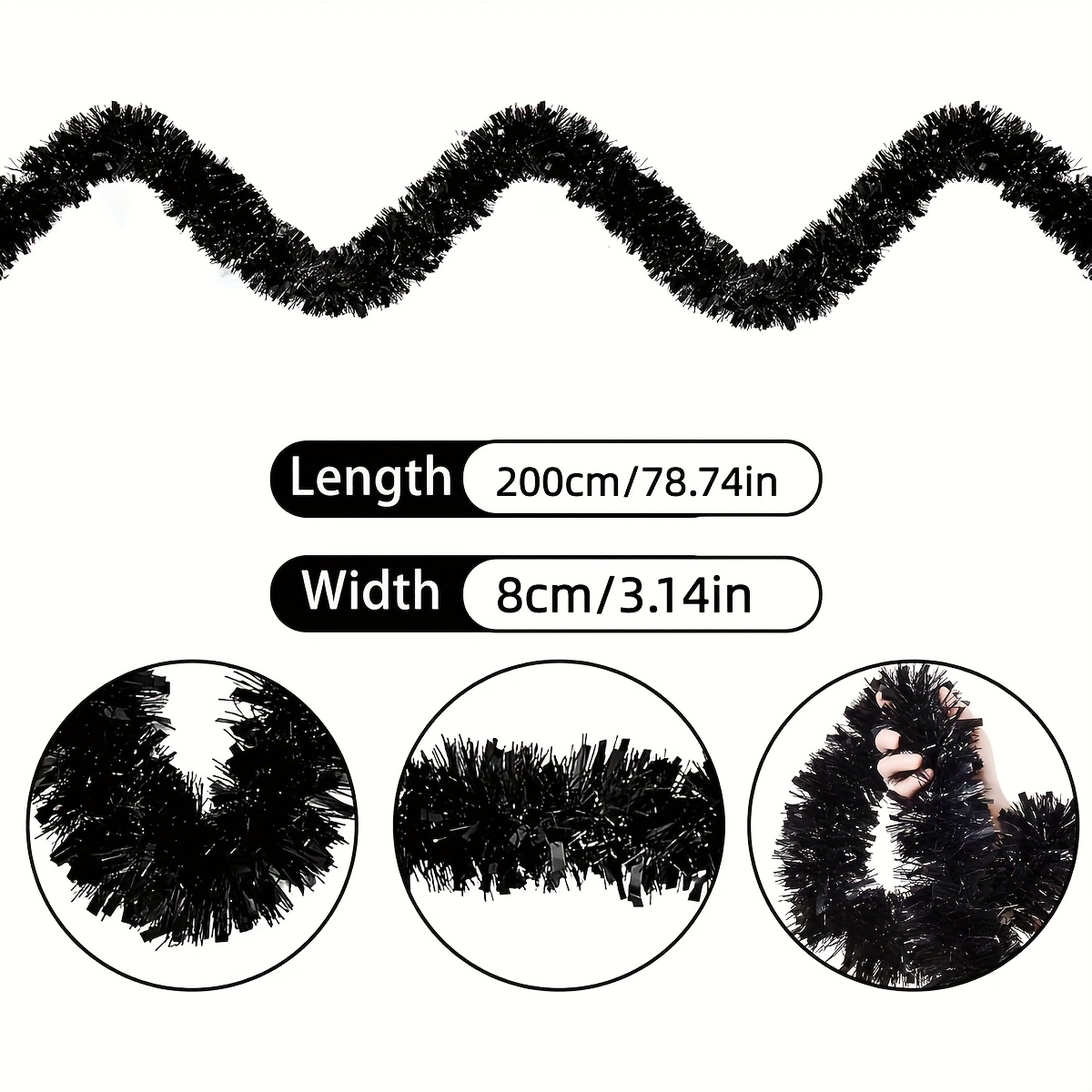 1 adet siyah simli çelenk, met - Tinsel Garland Decoration incelemesi ve fiyatı