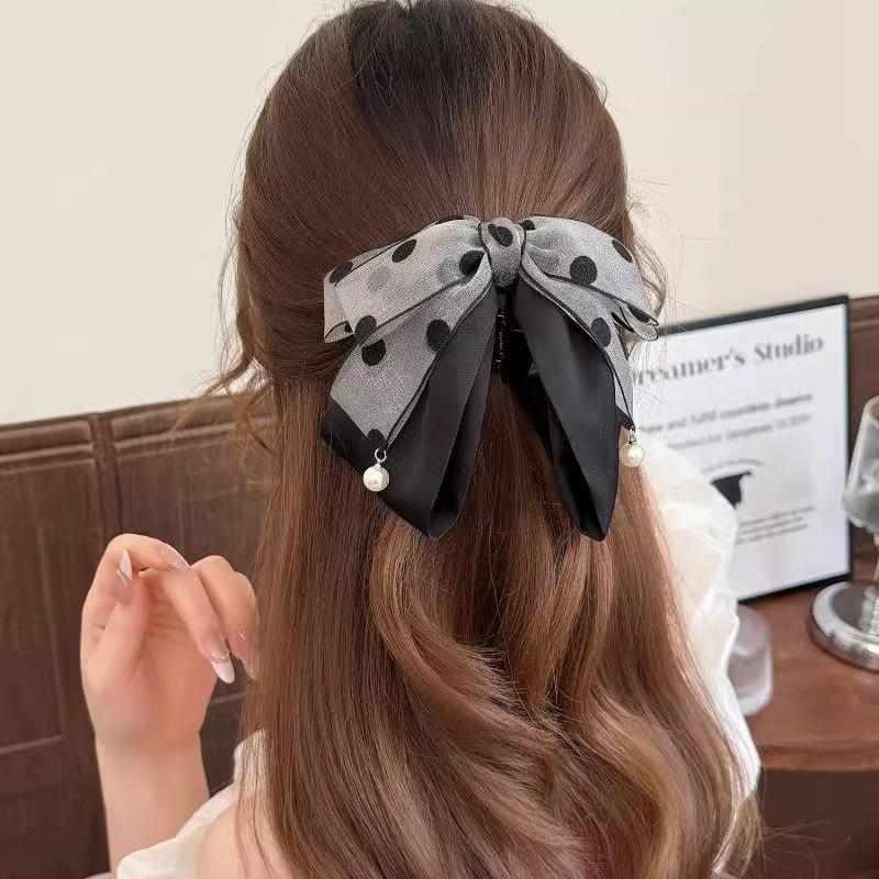 Zarif Gri Puantiyeli Yay Saç T - Ribbon Bow Gift incelemesi ve fiyatı